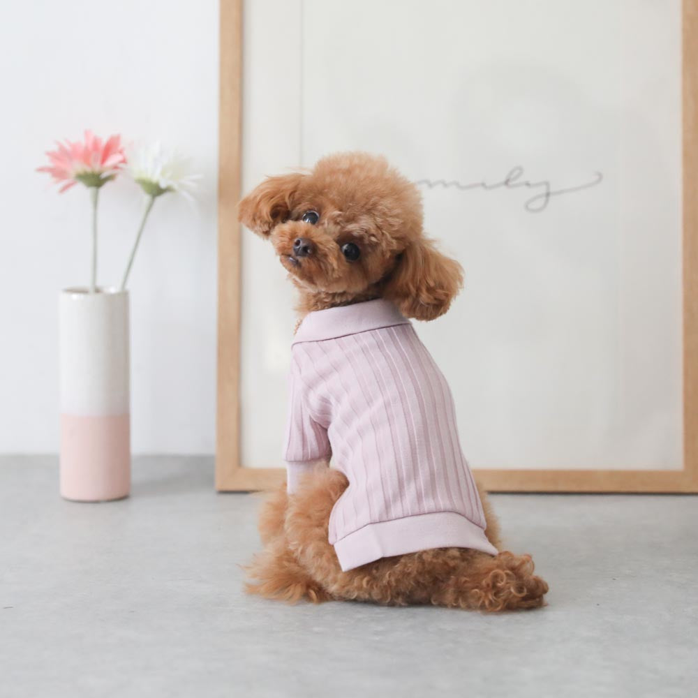 Rib knit tops with collar