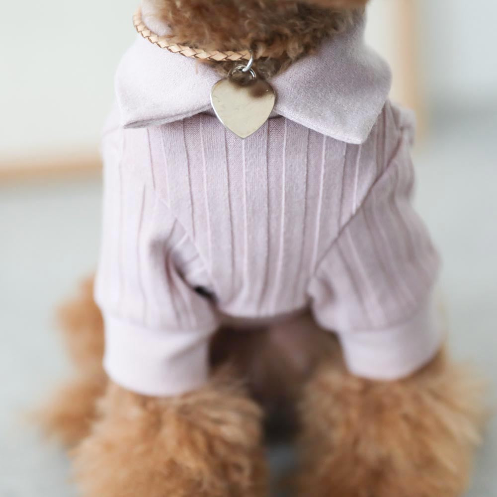 Rib knit tops with collar