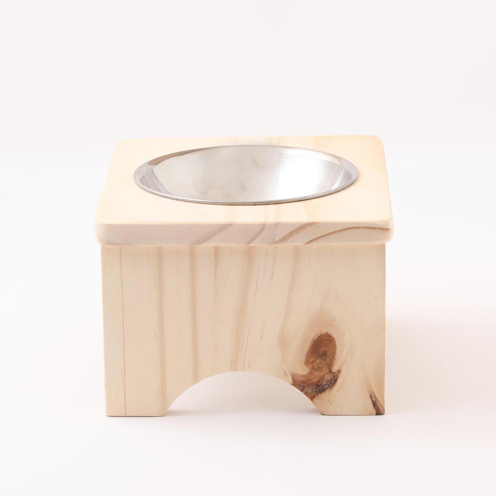 Food bowl stand (wood x stainless steel)