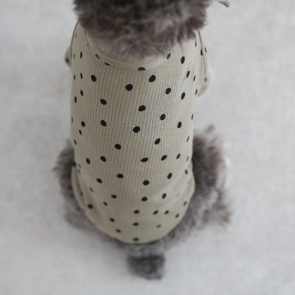 ネックリボンドットトップス