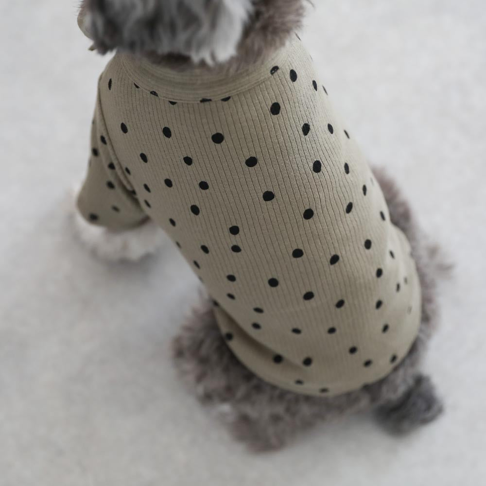 ネックリボンドットトップス