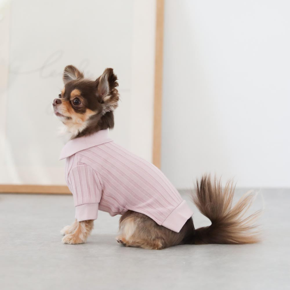 Rib knit tops with collar