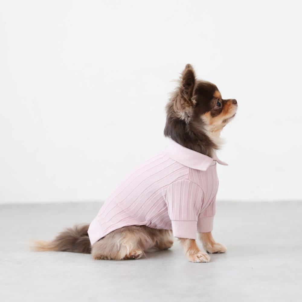 Rib knit tops with collar