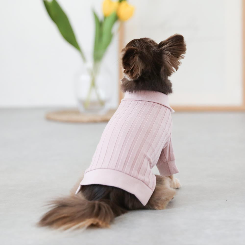 Rib knit tops with collar