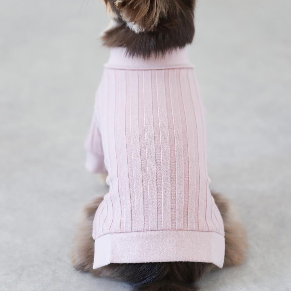 Rib knit tops with collar