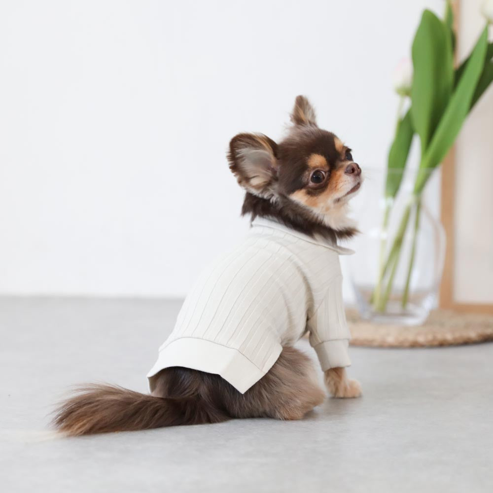 Rib knit tops with collar