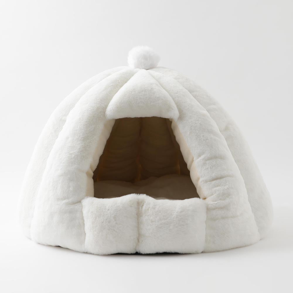 Dome-shaped semi-closed pet house with cushion