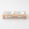Wood Stand Double Food Bowl