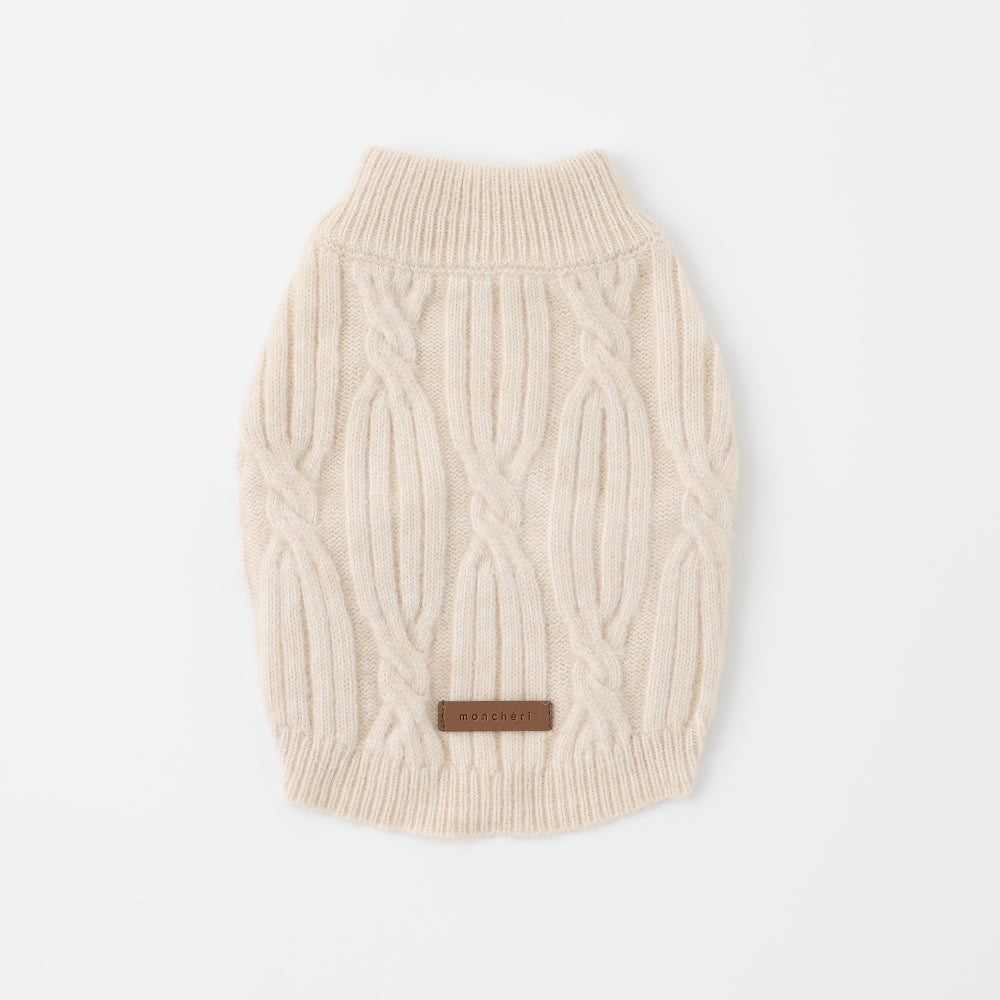 Wool blend twisted cable knit