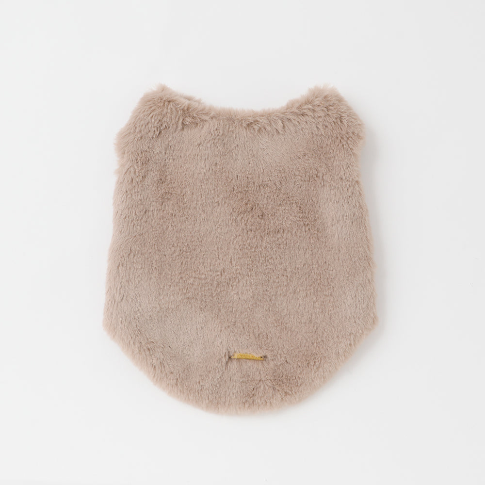 fur vest with ribbon