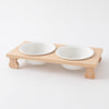 Wood Stand Double Food Bowl