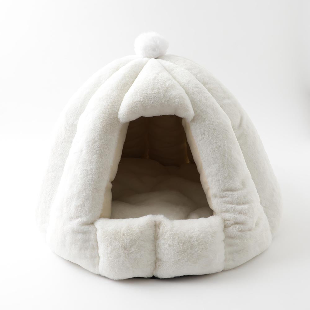 Dome-shaped semi-closed pet house with cushion