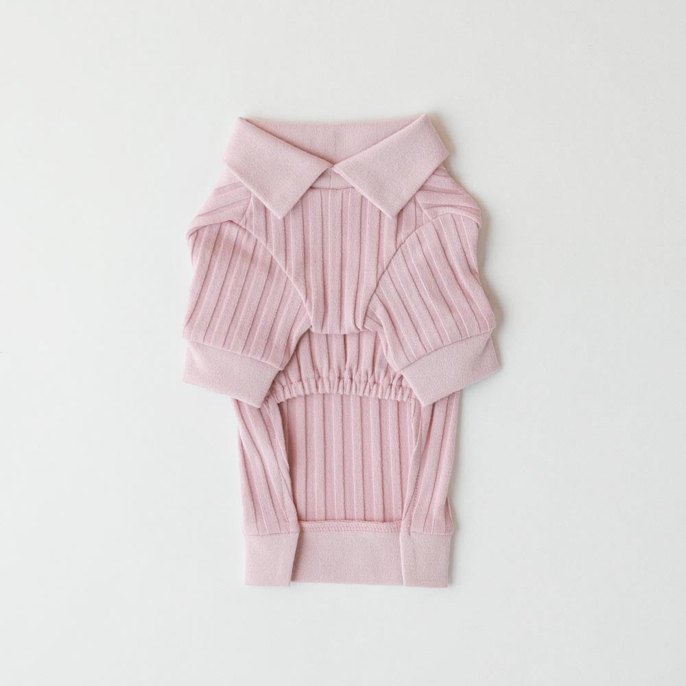 Rib knit tops with collar
