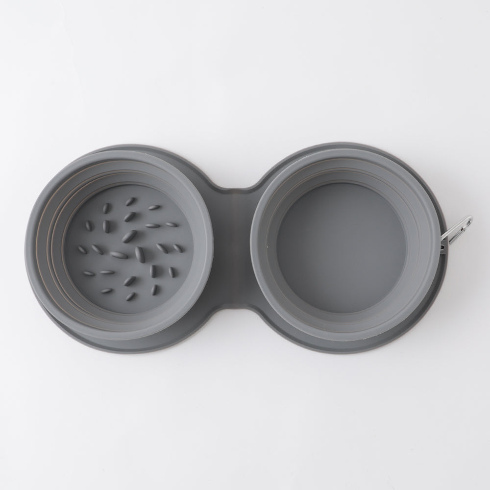 silicone compact double food bowl