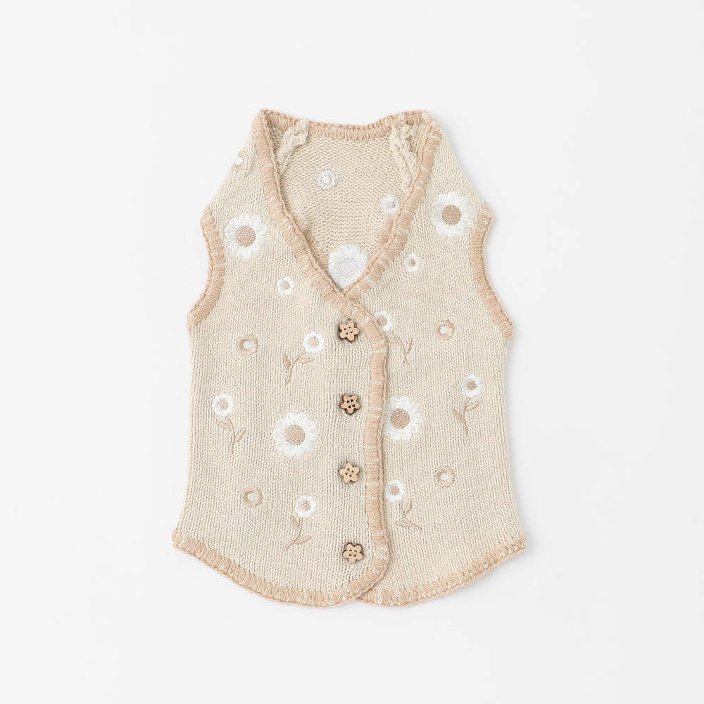 flower embroidery knit vest