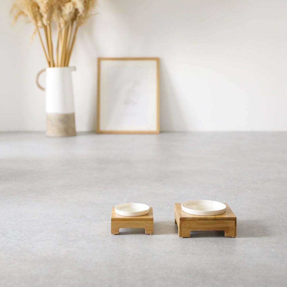 bamboo food bowl stand SMALL