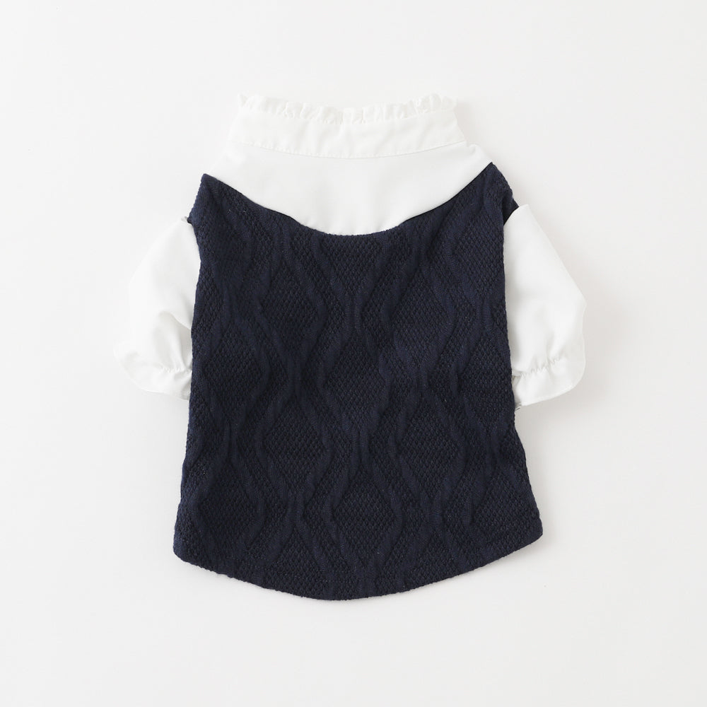 Ruffle stand collar shirt with collar