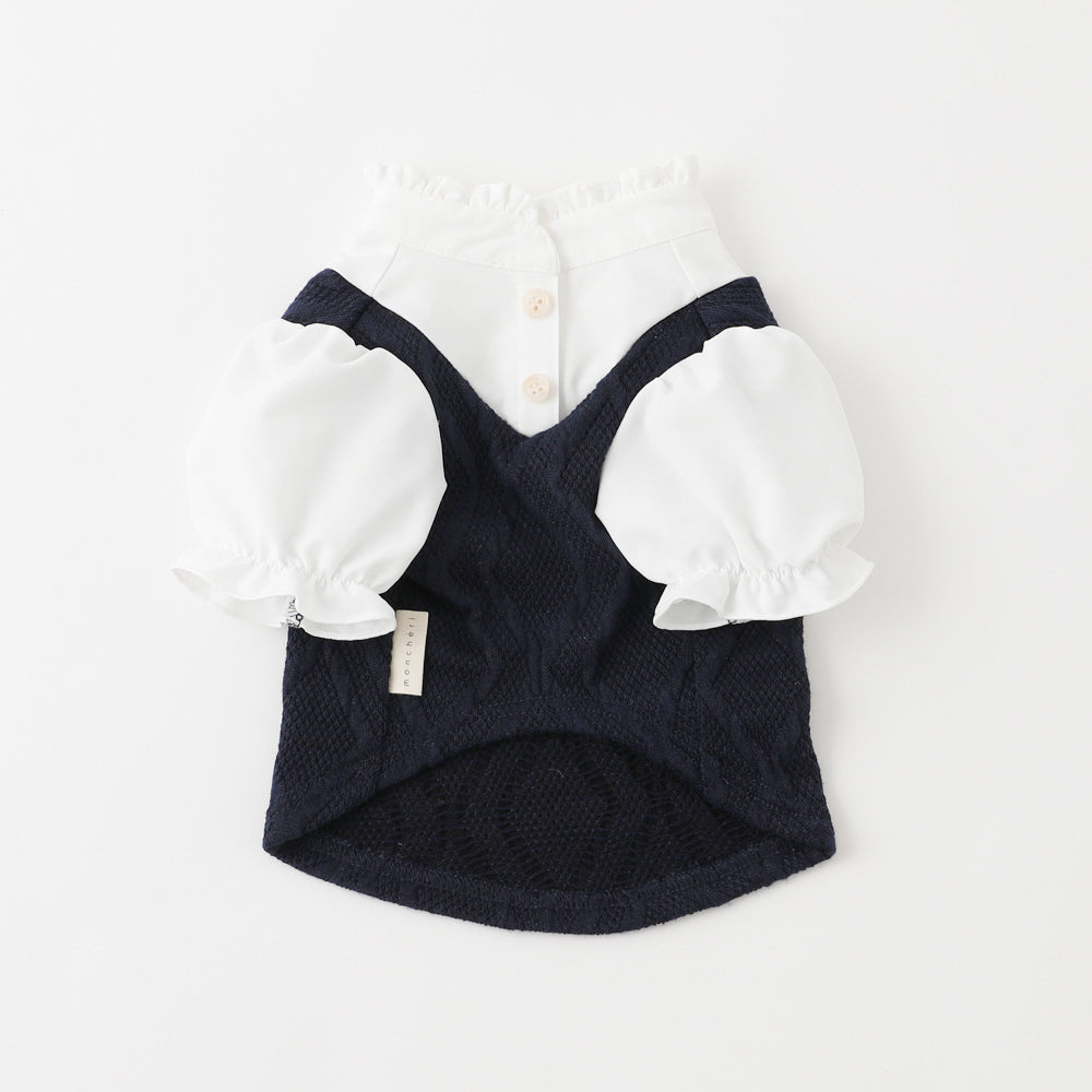 Ruffle stand collar shirt with collar