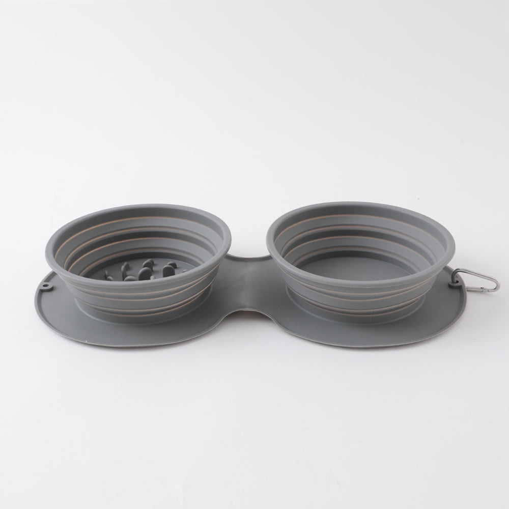 silicone compact double food bowl