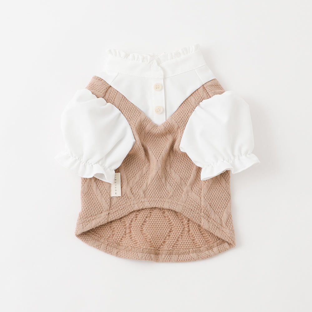 Ruffle stand collar shirt with collar