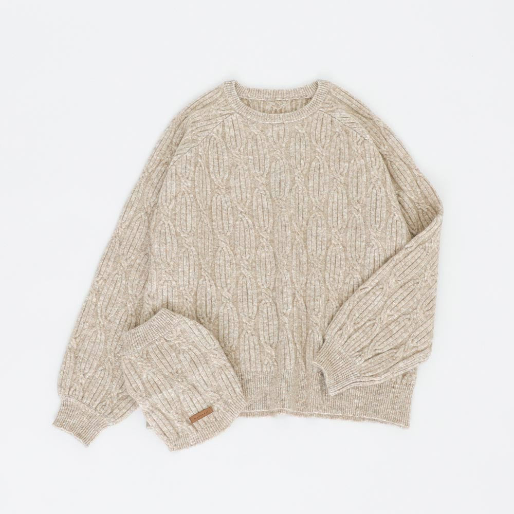 [Link Coordination SET] Wool blend twisted cable knit