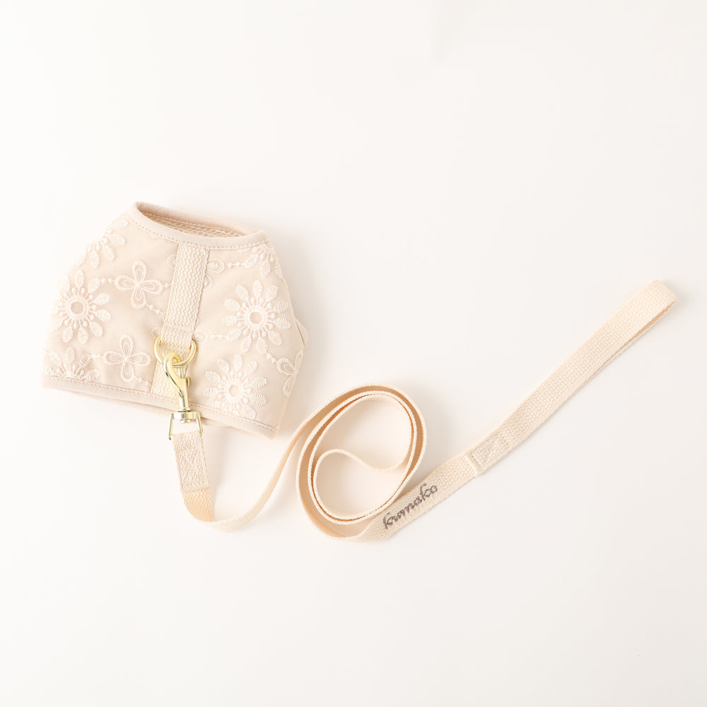 刺繍レースハーネス＋リードSET【名入れ刺繍対応】