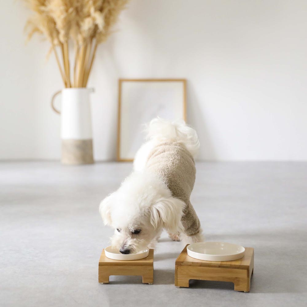 bamboo food bowl stand SMALL