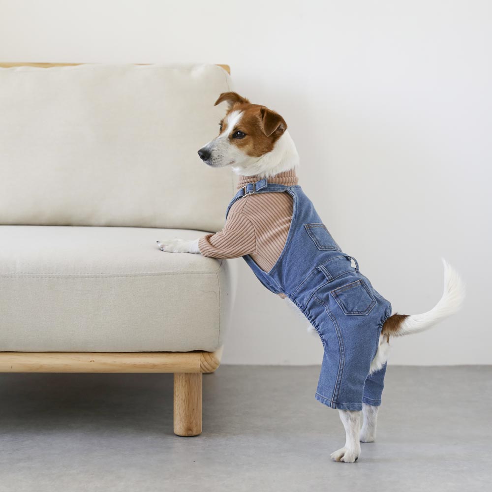 cut and sew denim overalls