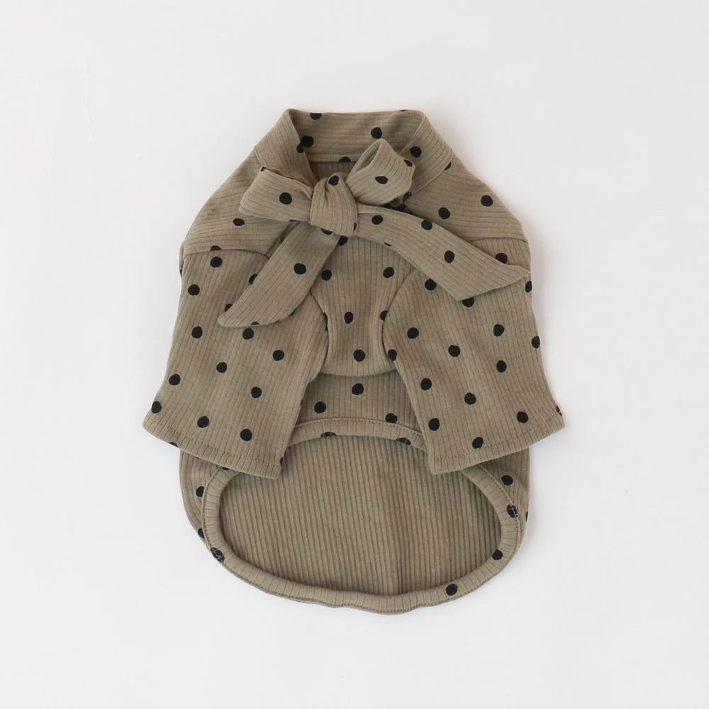 ネックリボンドットトップス