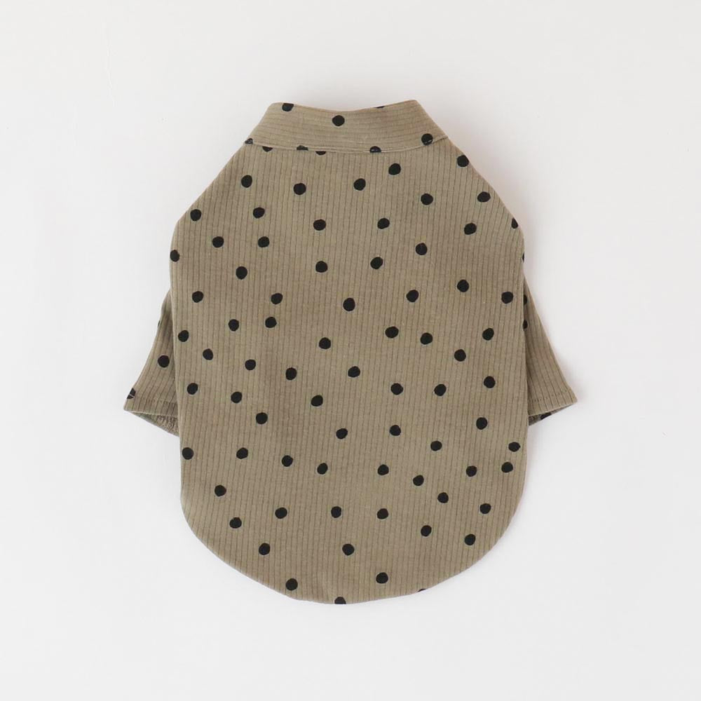 ネックリボンドットトップス