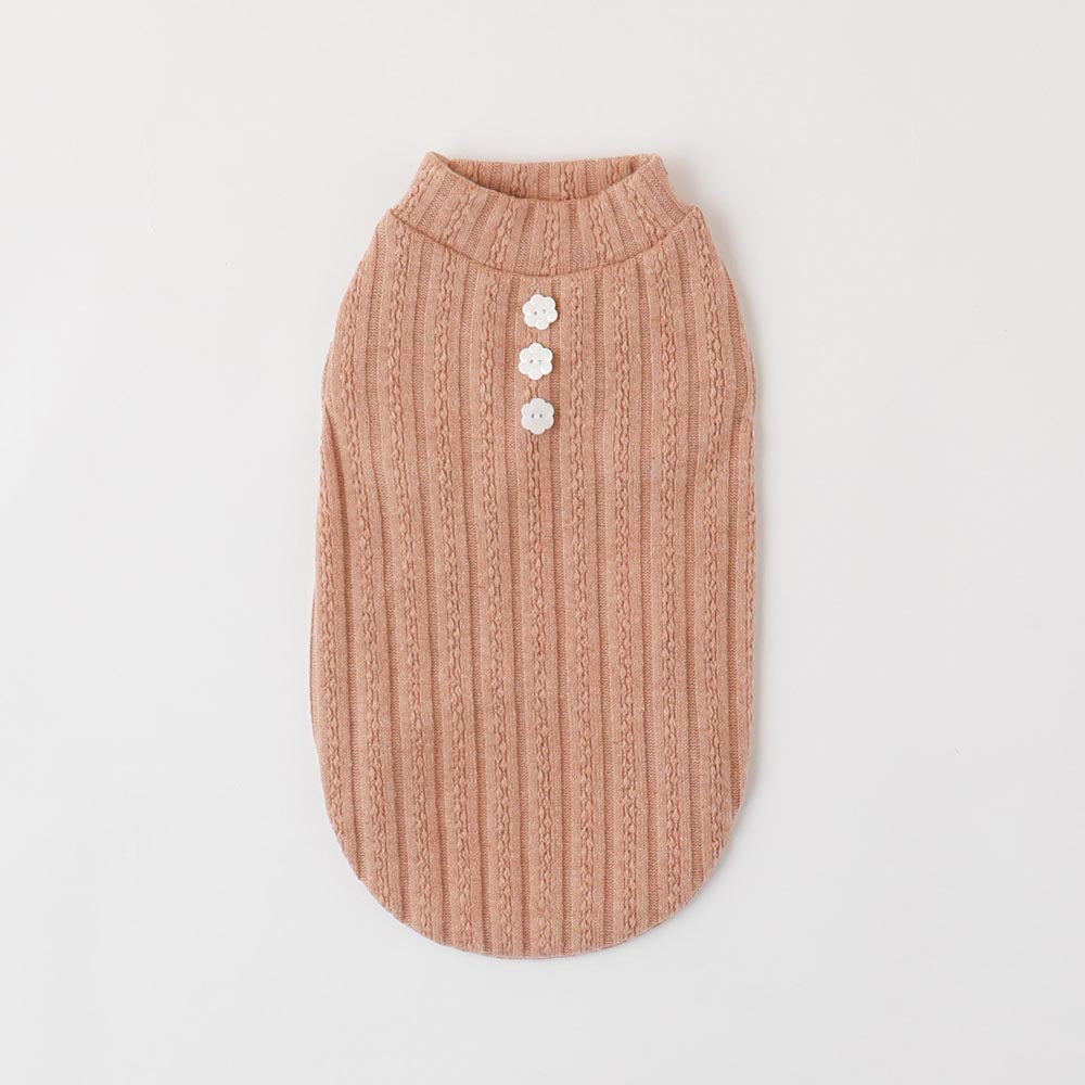 Button rib knit color tops